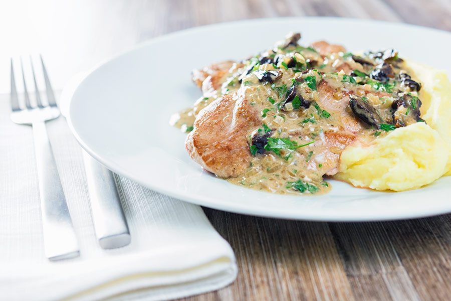 Pork with prunes is a pretty classic combination and here they feature in a brandy cream sauce alongside pork tenderloin and buttery mashed potato.