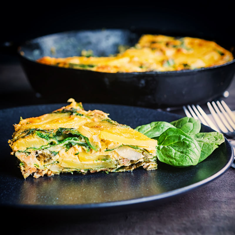 Call it what you will, potato frittata, Spanish omelette, tortilla española or even tortilla de patatas you still have a great base for the most simple and frugal of meals, this one uses smoked trout and capers to push it over the edge!