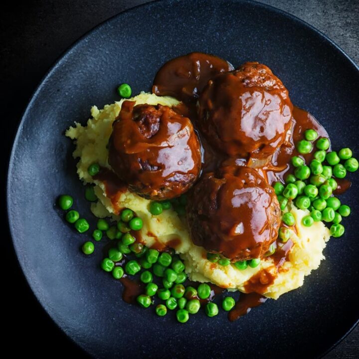 Faggots and Mash were the meatballs I grew up in the UK they have sadly fallen out of favour but these old skool classics are still my favourite