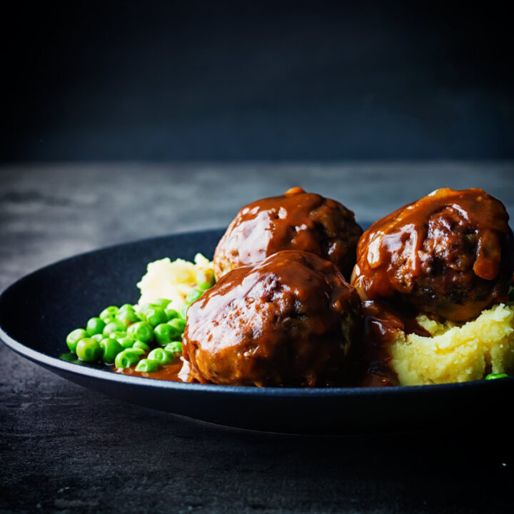 Faggots and Mash were the meatballs I grew up in the UK they have sadly fallen out of favour but these old skool classics are still my favourite