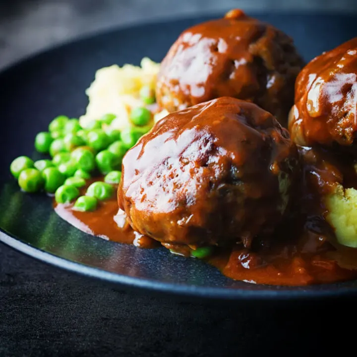 Faggots and Mash were the meatballs I grew up in the UK they have sadly fallen out of favour but these old skool classics are still my favourite