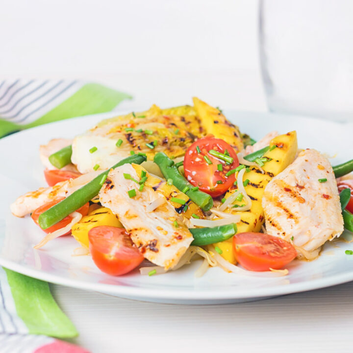 This griddled chicken and mango salad is the epitome of bright and zingy summer flavours but made with ingredients that are available all year round