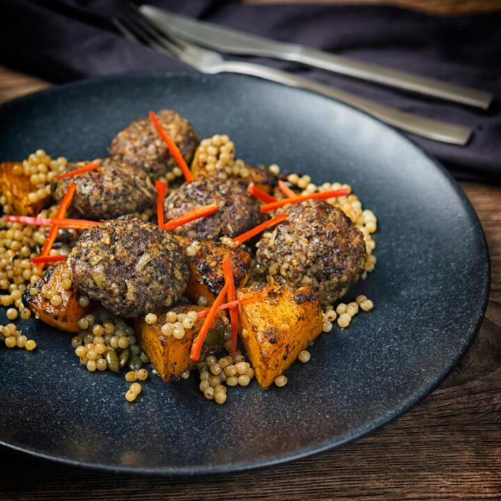 Lamb Kofta With Roasted Squash and Israeli Couscous