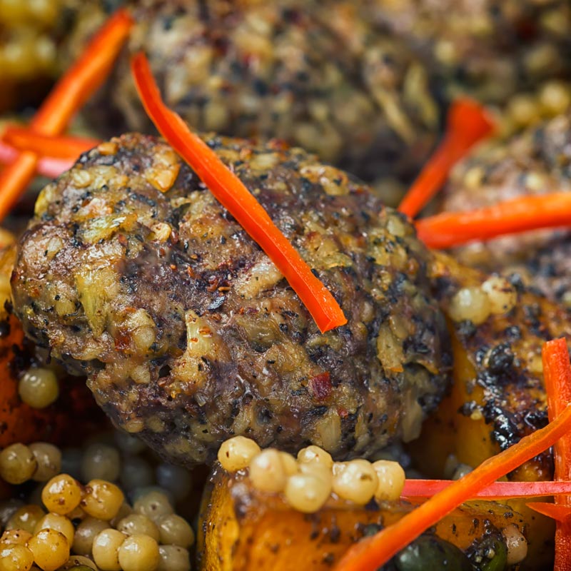 Lamb Kofta With Roasted Squash and Israeli Couscous Krumpli