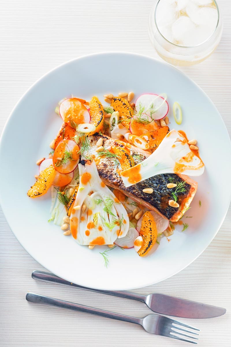 My Orange and Harissa Salmon with Fennel recipe just screams summer at me, beautiful clean fresh flavours a little heat and sun sun sun!