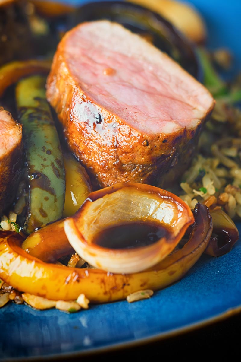 Sweet and Sour Roast Pork Tenderloin With Egg Fried Rice | Krumpli