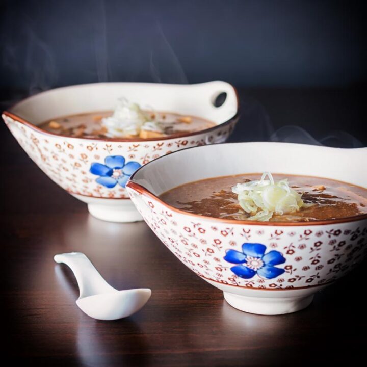 Hot and sour soup is a staple of Chinese restaurants and a personal favourite, this vegetarian version runs with tofu and Shitake mushrooms and is ready in less than 30 minutes.