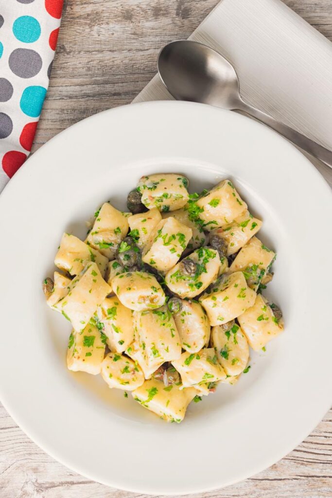 Ricotta Cheese Gnocchi in a Caper Butter Sauce Krumpli