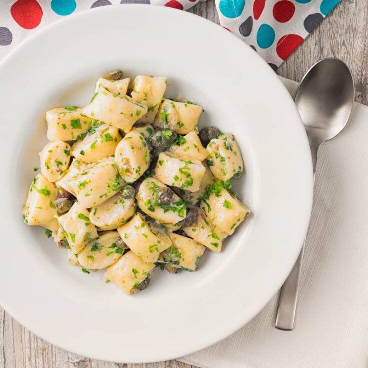 Ricotta Cheese Gnocchi in a Caper Butter Sauce Krumpli