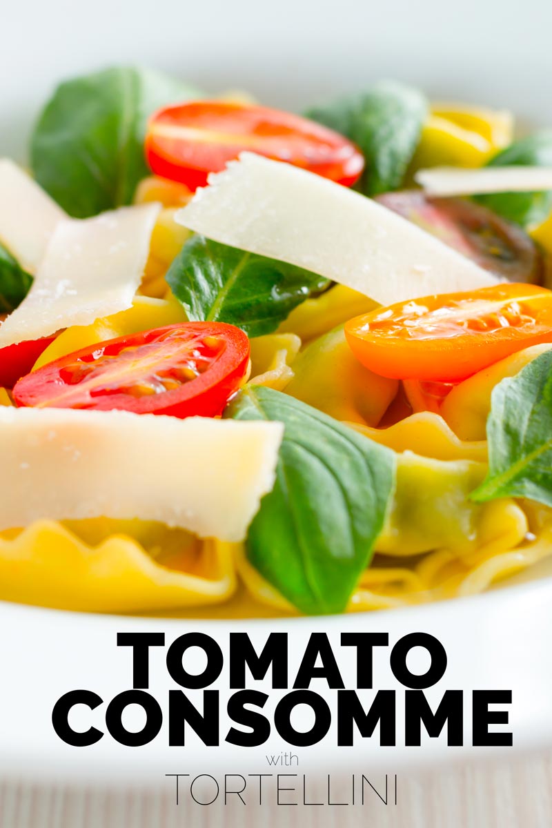 Tomato Consomme with Tortellini Krumpli