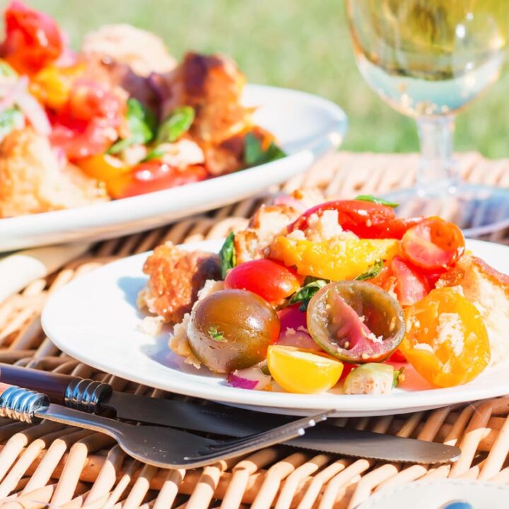 Panzanella salad really is a wonderful frugal route to Picnic Perfection, stale bread and beautiful ripe tomatoes make this Italian classic salad a must make