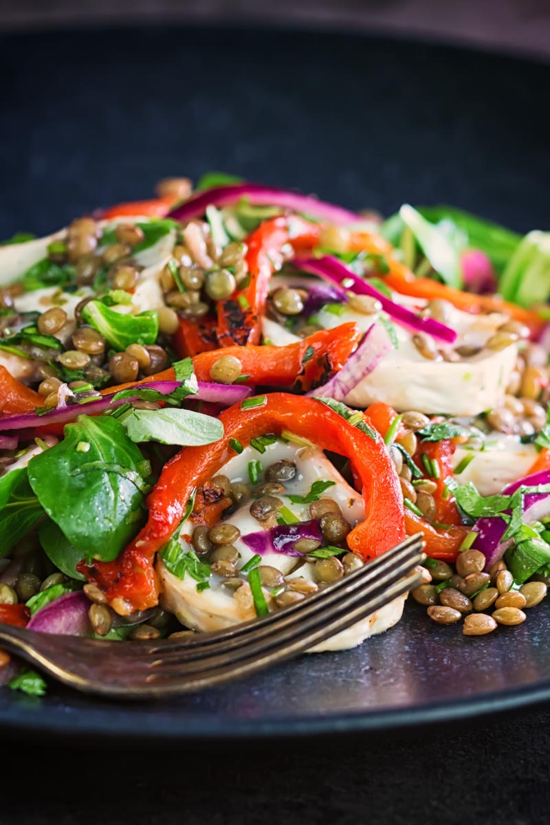 Puy Lentil Salad With Goat Cheese and Roasted Peppers ...