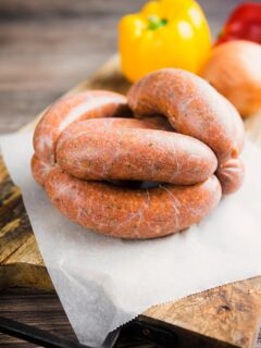 Portrait image of homemade Italian Sausages