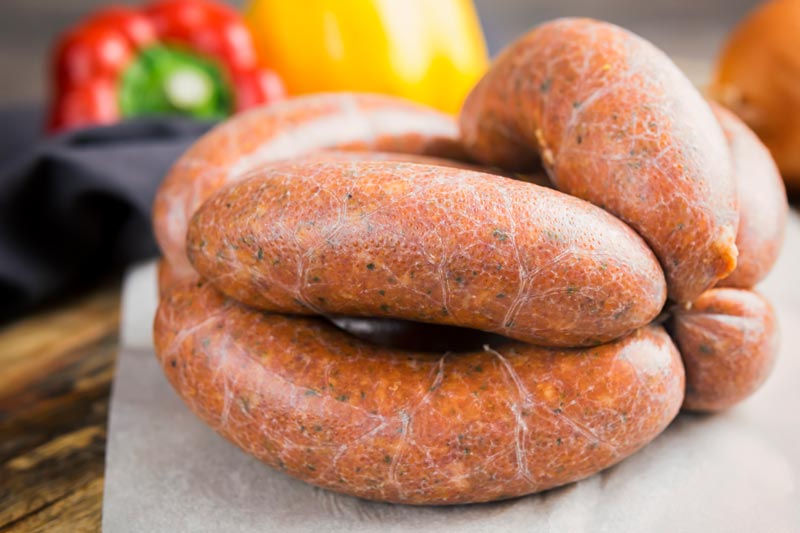 Landscape image of homemade Italian Sausages