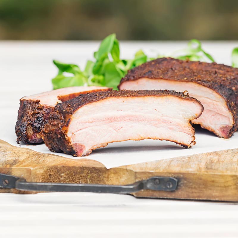 Slow-smoked barbecue ribs with sweet and tangy sauce