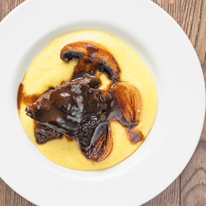 Beer Braised Beef Cheeks with Polenta