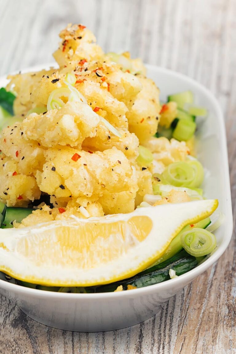 Crispy Salt and Pepper Squid with Pickled Cucumber Krumpli