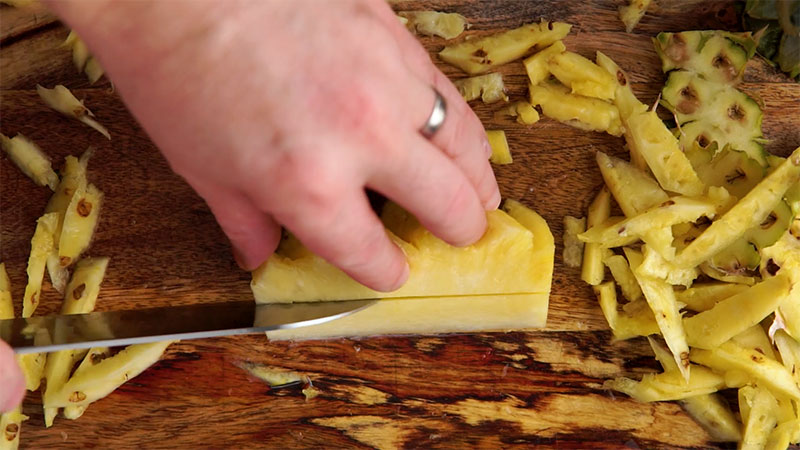 Optional Step 8 in how to prepare a pineapple, remove core