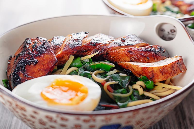 Hoisin Chicken Breast Ramen with Chard Krumpli