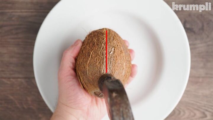 Hammer striking a seam when opening a coconut