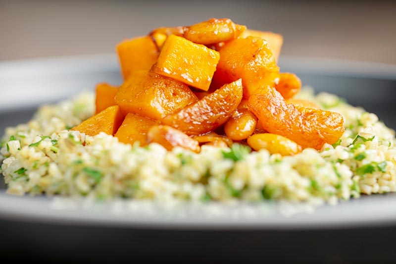 Simple Vegetarian Butternut Squash Tagine with Apricots Krumpli