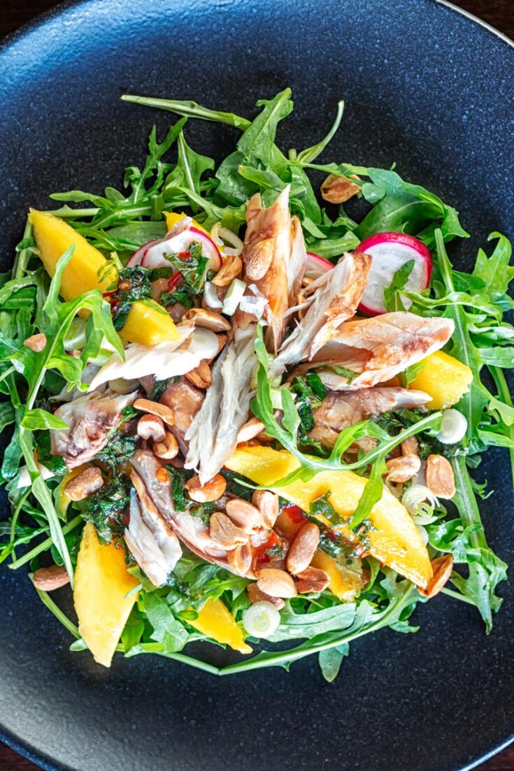 Quick Smoked Mackerel Salad with Mango Krumpli