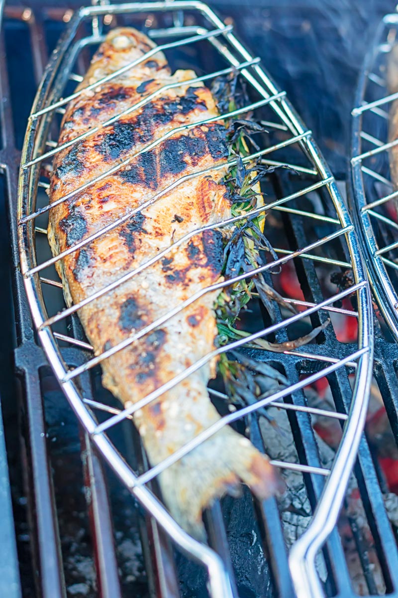 Grilled BBQ Trout Stuffed with Tarragon Krumpli