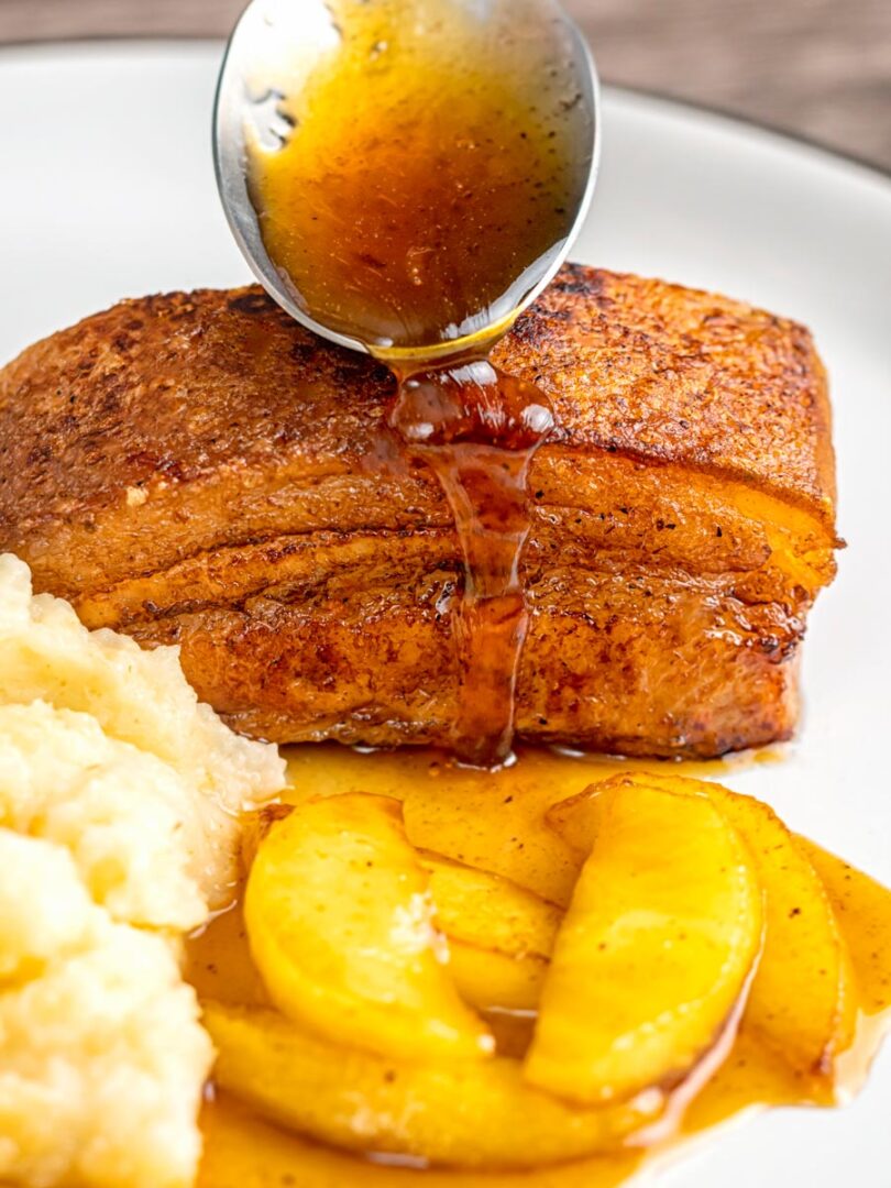 Instant Pot Pork Belly with Maple Syrup and Apples Krumpli
