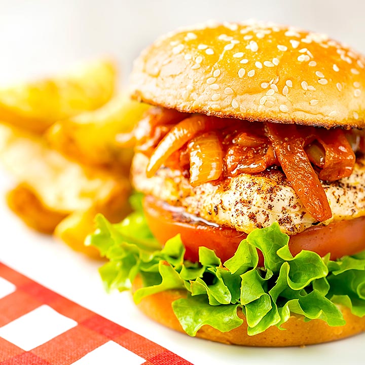 Halloumi Burger Recipe with Harissa Onions