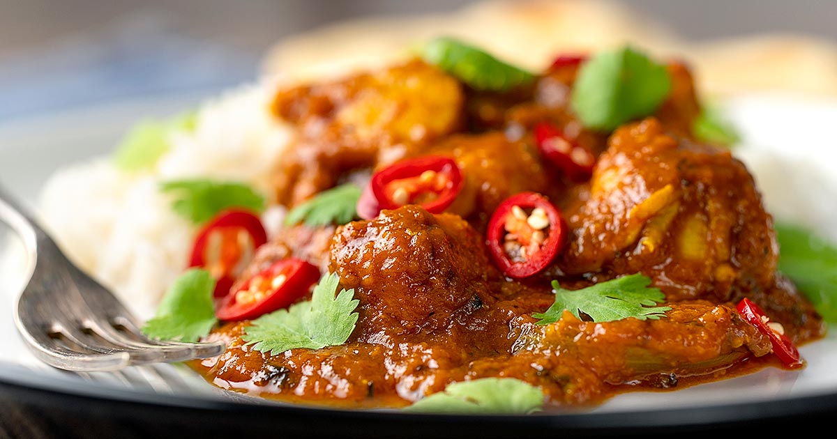 Chicken Pathia Sweet & Sour Curry Krumpli