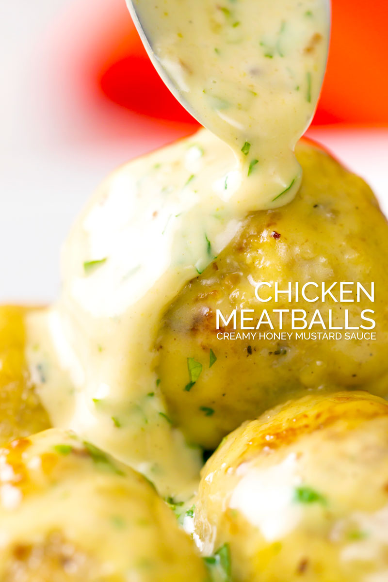 Chicken Meatballs in a Creamy Honey Mustard Sauce | Krumpli