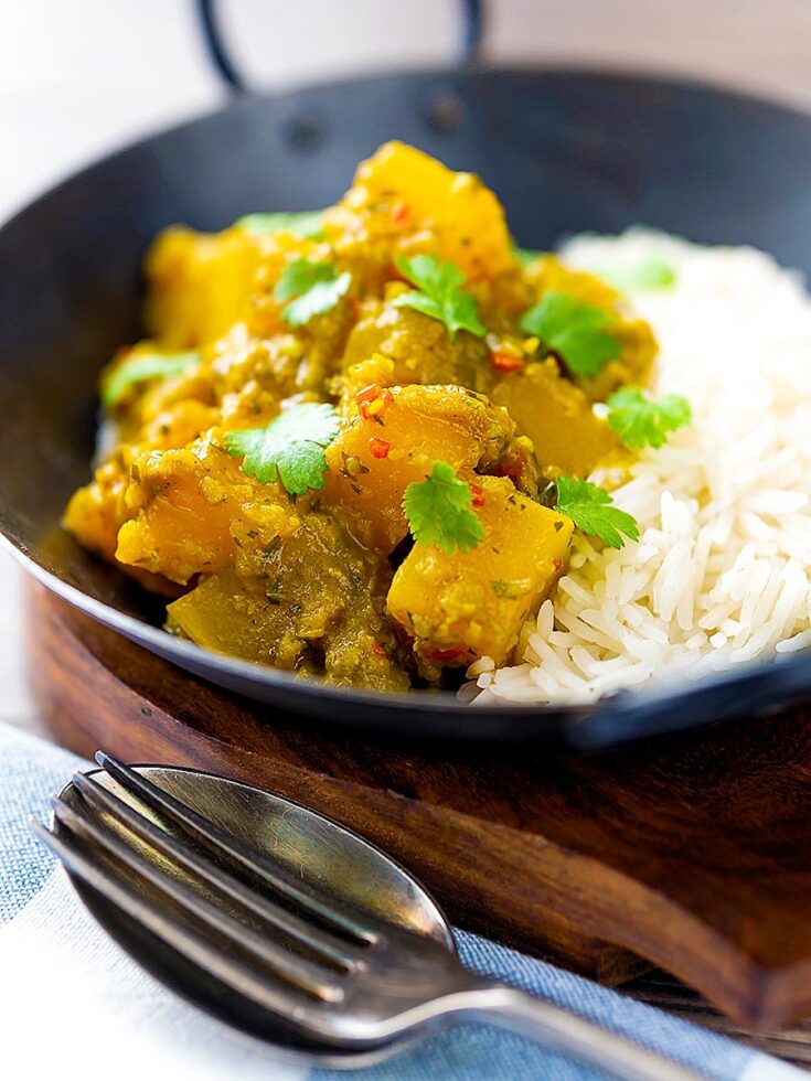 Burmese Pumpkin Curry with Mint & Tamarind Krumpli