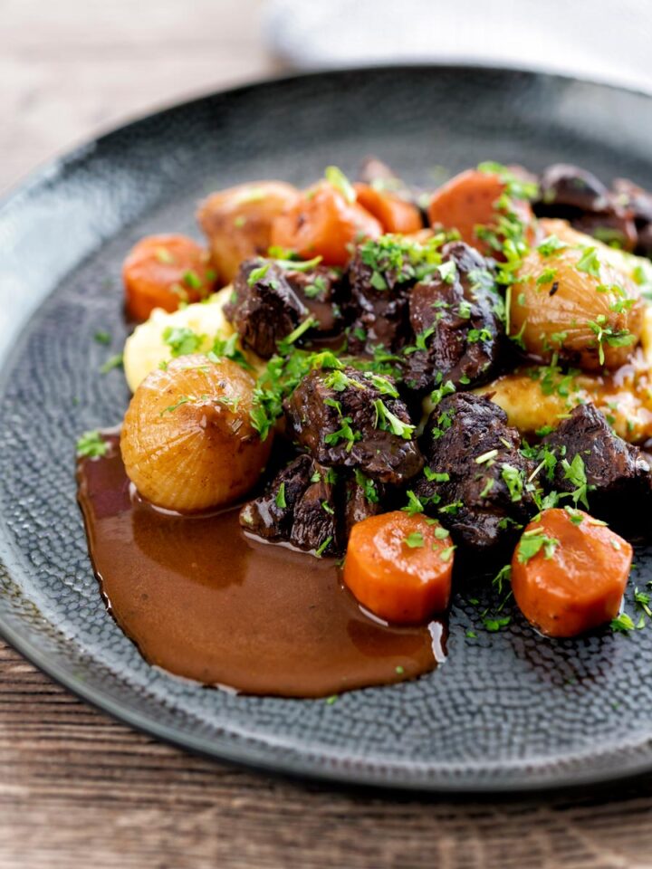 Slow Cooker Beef Daube with Orange Krumpli