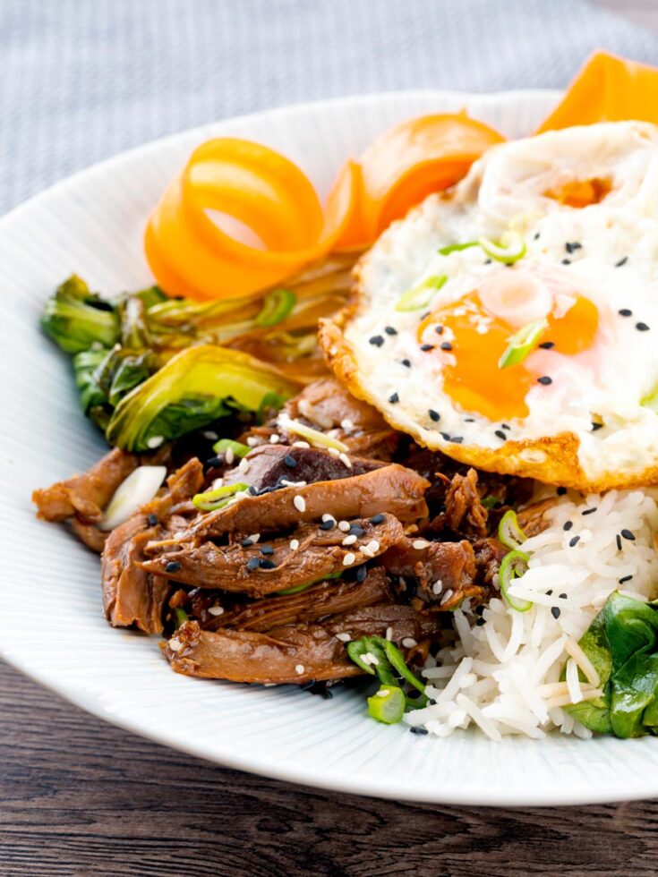 Shredded Teriyaki Duck Donburi Rice Bowl Krumpli