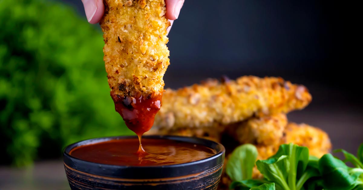 Chicken Goujons in Crispy Hazelnut Breadcrumbs Krumpli