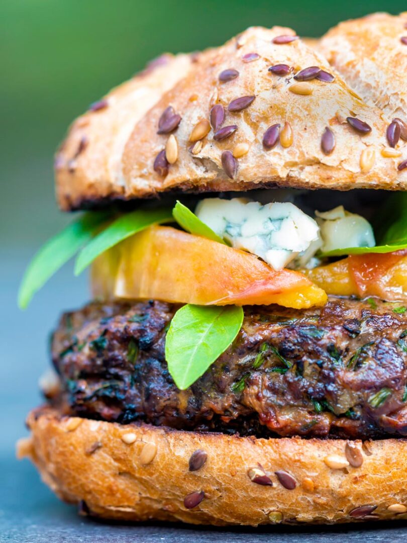 Venison Burgers with Blue Cheese Krumpli