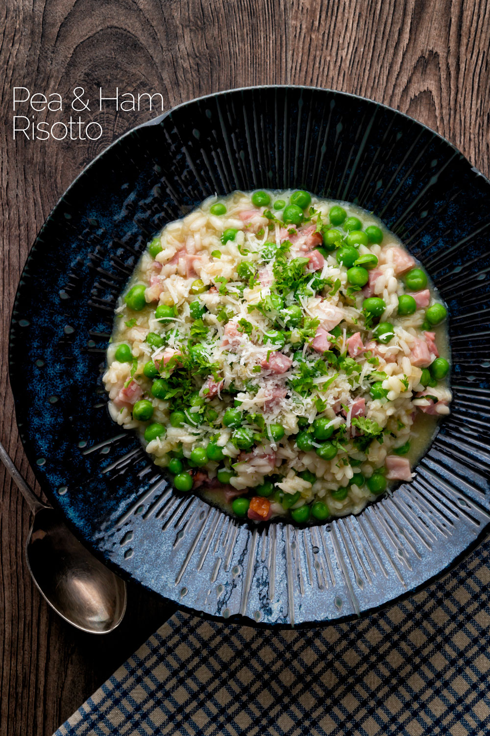 Pea and Ham Risotto with Goats Cheese Krumpli