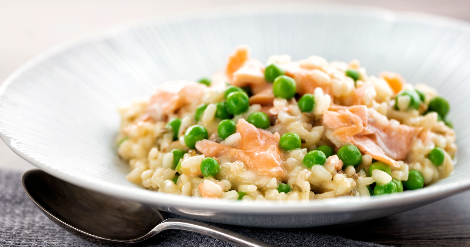 Salmon Risotto with Green Peas & Fennel Seeds Krumpli