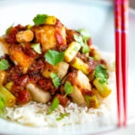 Crispy fried tofu with a spicy Vietnamese tomato sauce.