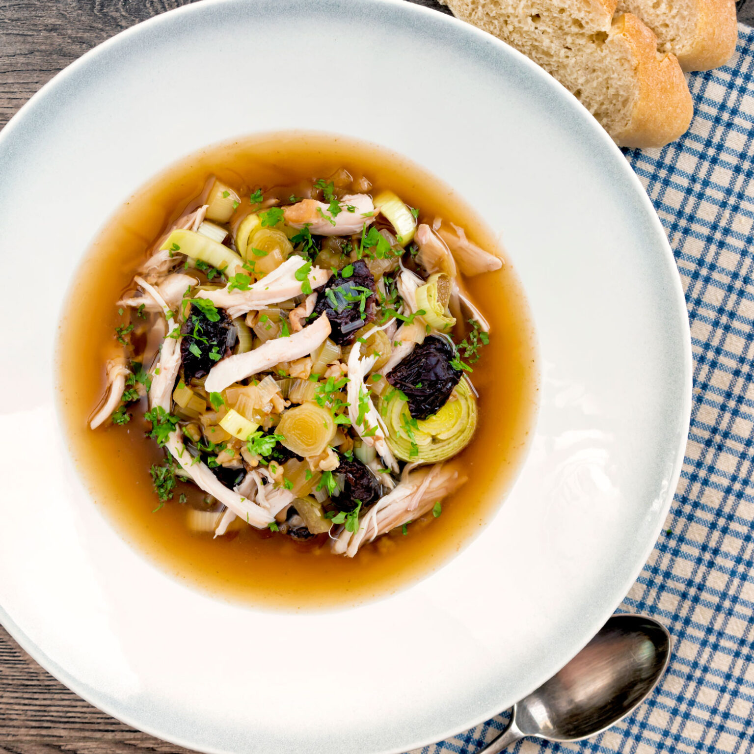 Cock a leekie Soup, Scottish Chicken & Leek soup Krumpli