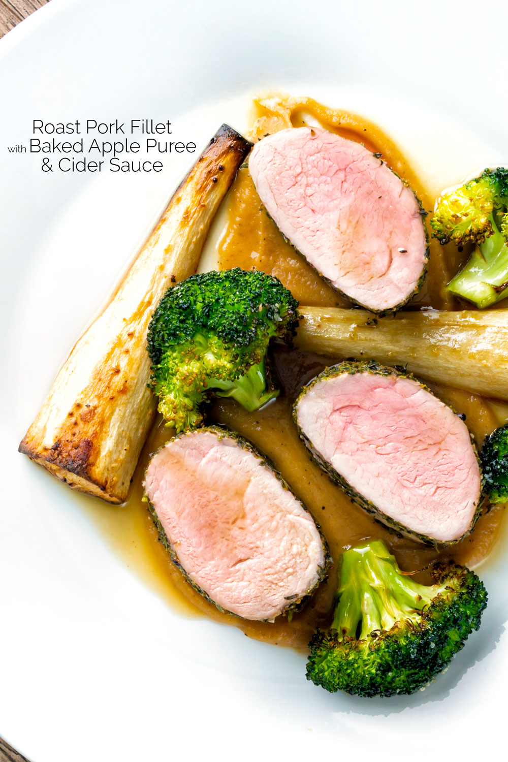 Roast Pork Fillet with Baked Apple Puree & Cider Sauce Krumpli