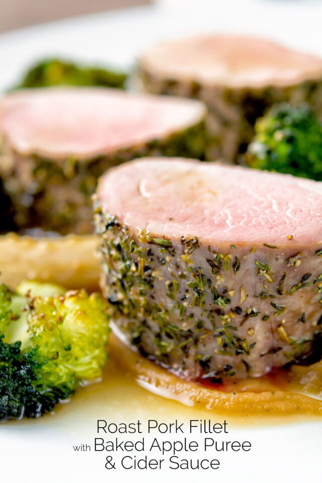 Roast Pork Fillet with Baked Apple Puree & Cider Sauce Krumpli