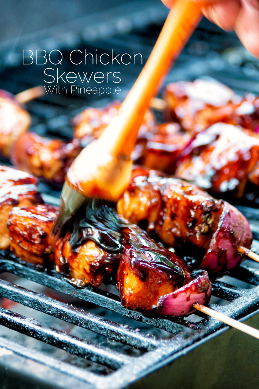 Sticky BBQ Chicken Skewers with Pineapple Krumpli