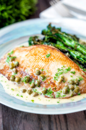 Pan fried skate wings served with a prosecco and caper butter sauce.