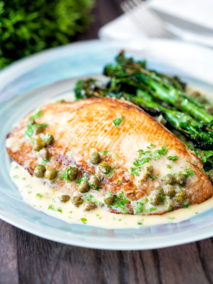 Pan Fried Skate Wings with Prosecco and Caper Sauce Krumpli