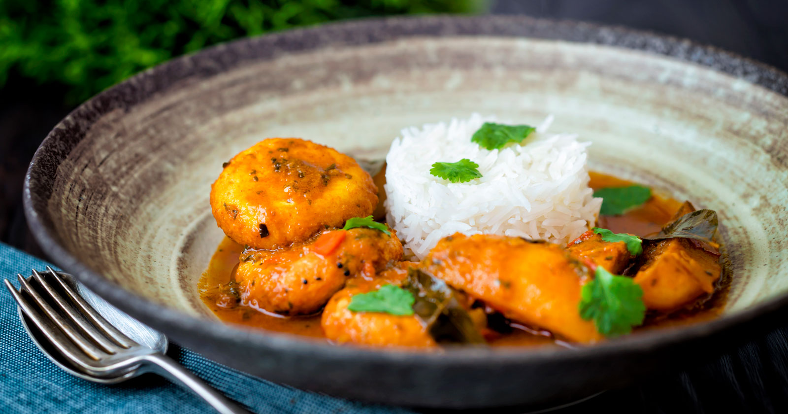 Aloo paneer potato and cheese curry or chanar dalna served with rice.