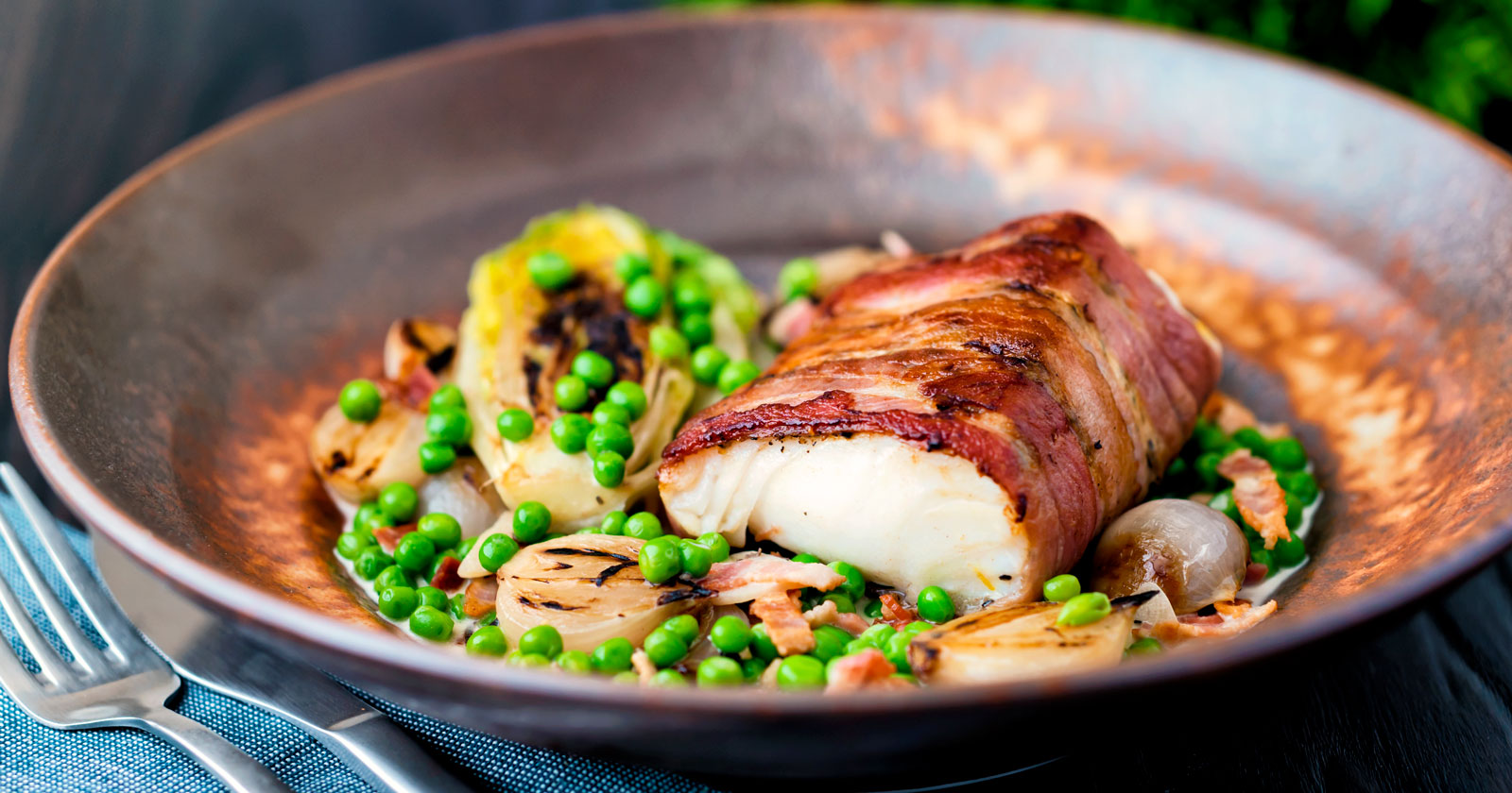 Bacon Wrapped Cod with Thyme and Lemon