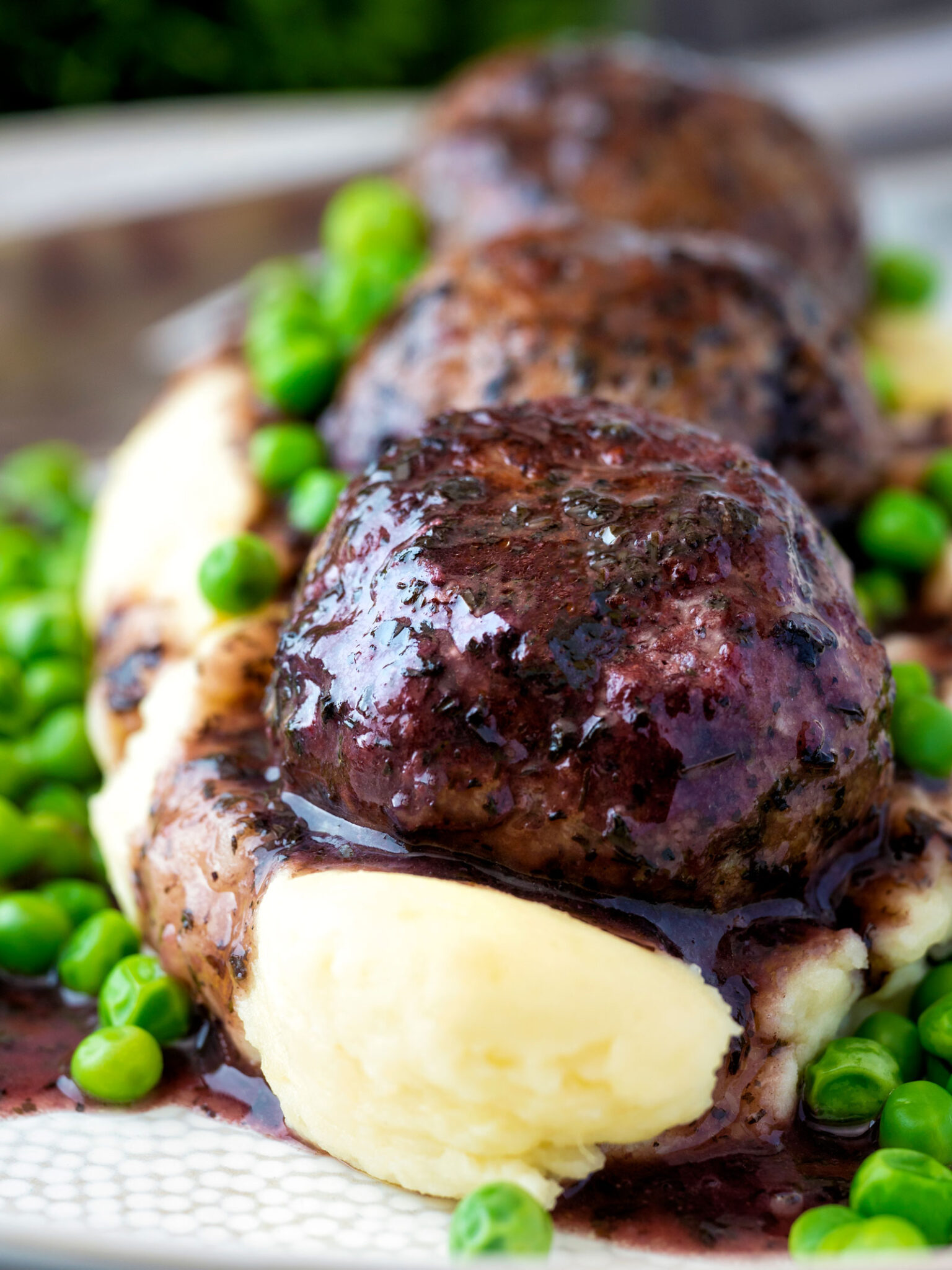 Minted Lamb Meatballs in Red Wine Gravy Krumpli