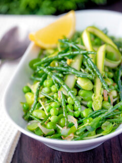 Samphire salad with peas, broad beans and shaved asparagus.