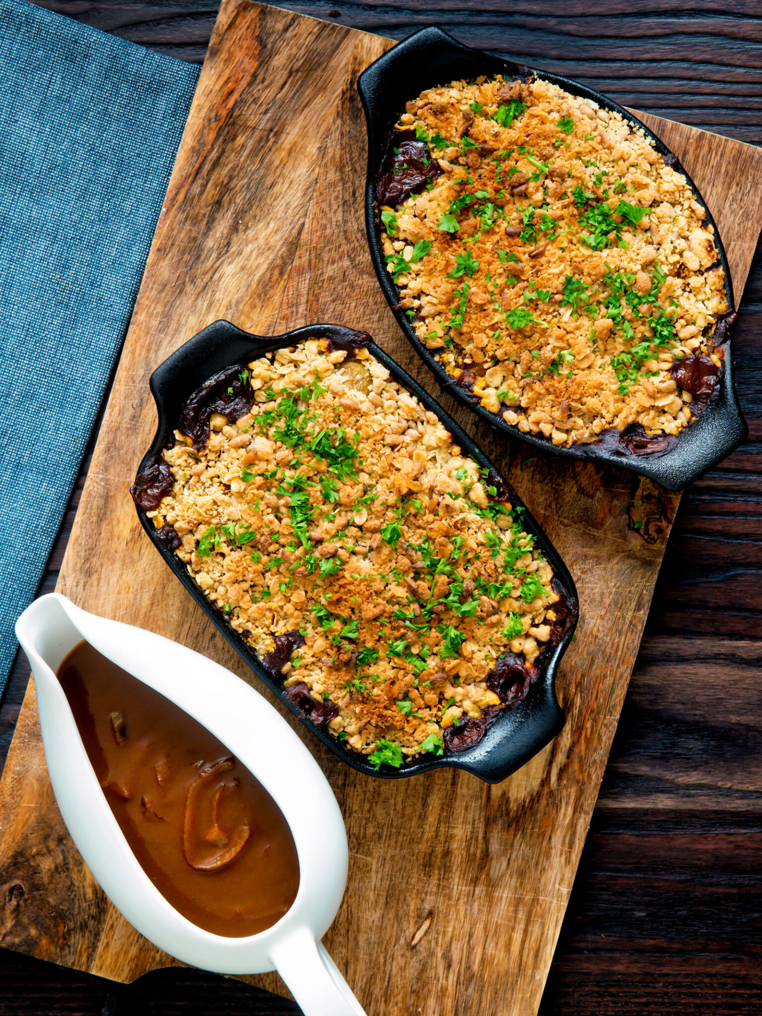Vegetable Crumble with Onion Gravy Krumpli